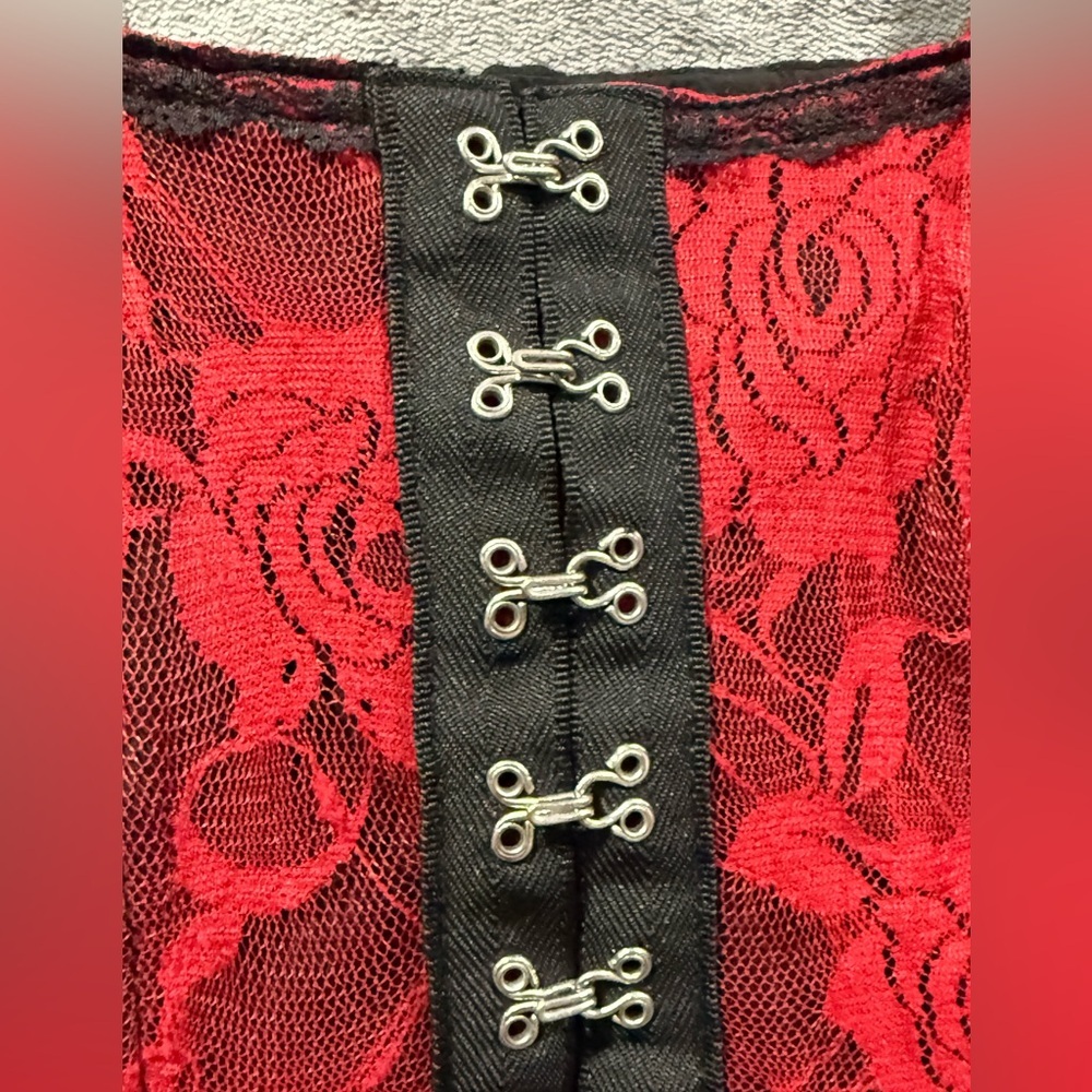 Royal Bones By Tripp Corset Size M Rose Lace Halter Bustier Punk Goth Club Y2K - Picture 3 of 11